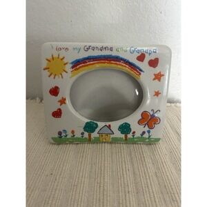 Vintage I Love My Grandma and Grandpa Ceramic Picture Frame 6" W x 5" H